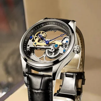 Watch Automatic Swiss Custom Mens Dress Watches Golden Watches Latest For Men Male Collection Black See Through Mechanical 2022