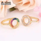 Ring Oval Ring 18k Gold-plated Halo Ring Fit Beading Cut-out Oval Jewelry Clear Cubic Zirconia For Women