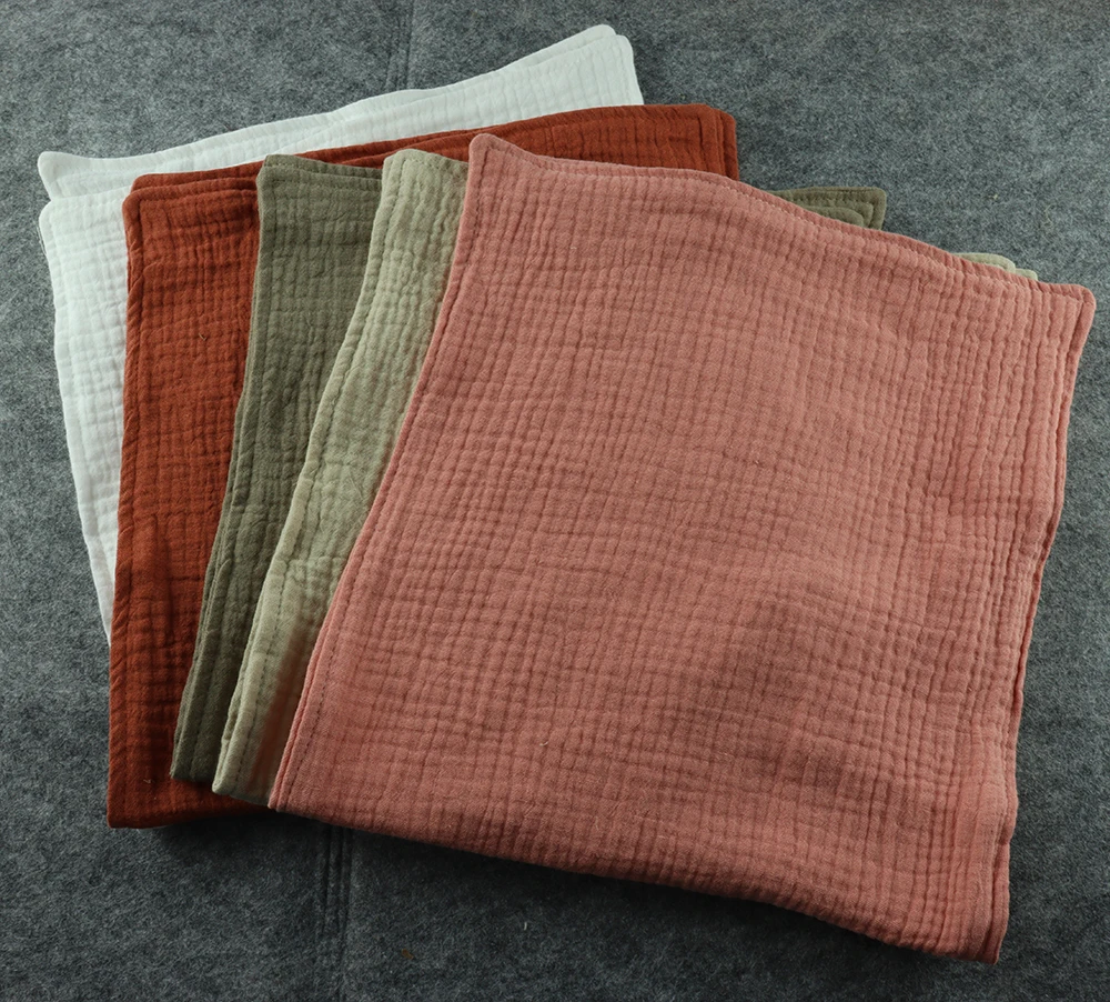 babero de bebe 5 Pack Plain Soft Absorbent Toweling Bib 4 Layer Muslin Burp Cloth For Baby 100% Organic Cotton