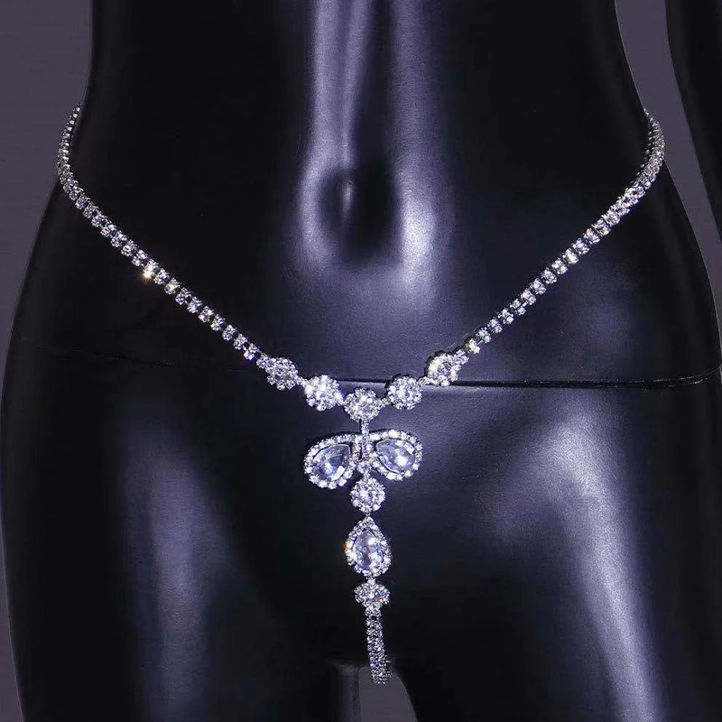 Stonefans Sexy Body Chain Crystal Thong Underwear For Women Bling