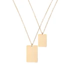 Pendant Necklace 14k Fashion 2 Layers Rectangle Pendant Necklace Set 14k Gold Plated Stainless Steel Necklace