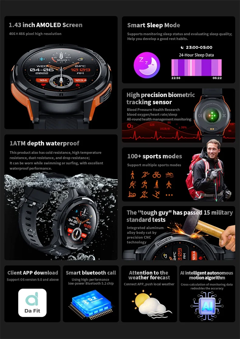 1.43 Inch AMOLED Touch Screen C25 Reloj Smart Watch BT Calling Waterproof Blood Oxygen Fitness Sports Tracker Rugged Smartwatch (2).jpg