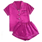 Sleepwear Set Women's Short Sleeve Sleepwear Button Down Satin 2 Piece Pajama Set Amazon Fashion
