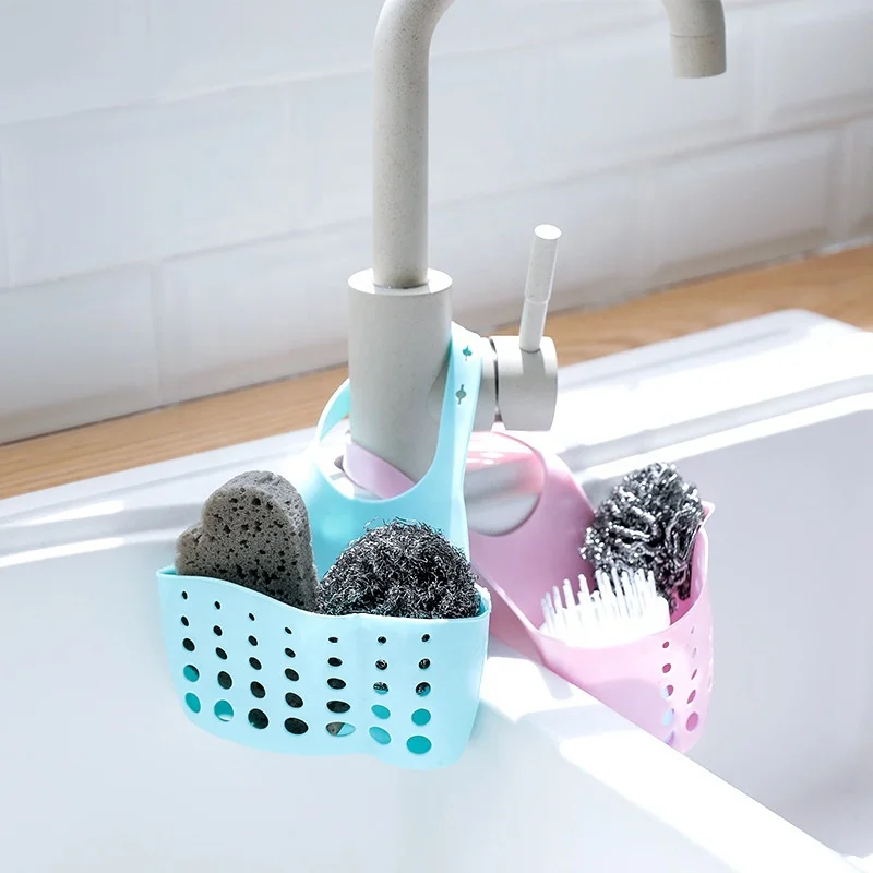 Kitchen & Bathroom Sink Drain Rack Storage Holder with Suction Cup Organizer for Soap & Sponge Wash Stand sink shelf