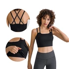 Top Tank HOPEUP Soft Woman Sport Bra Top Women Crop Top Gym Tank Top Modest Active Wear Fitness Wear Sport Wear Clothing