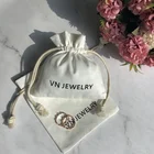 Jewelry 11x11cm Twill Cotton Jewelry Packaging Bag Jewelry Pouch With Custom Logo