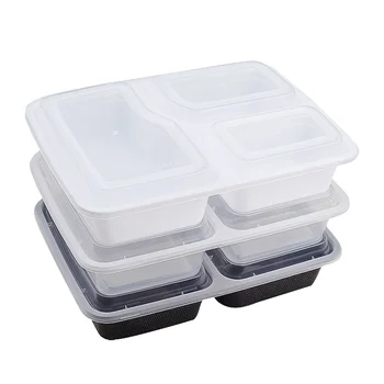 Wholesale Microwave Freezer Safe Black 32oz food container microwave safe plastic 32oz Bento Box Disposable Lunch Box