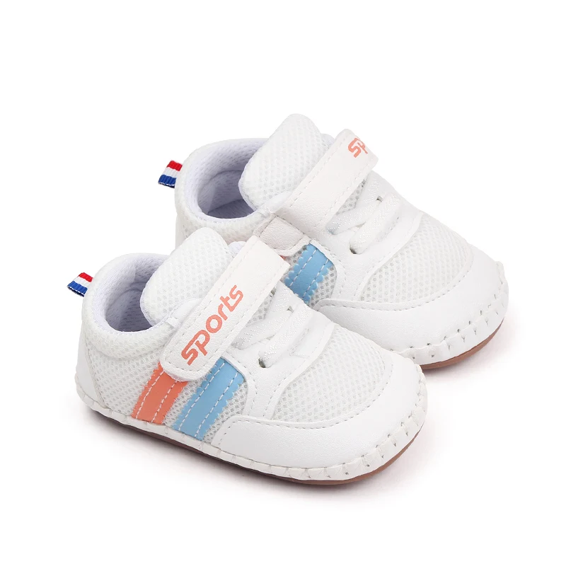 Spring and Autumn New Baby Striped Soft Sole Toddler Shoes Breathable Mesh Surface Infants Shoes supplier