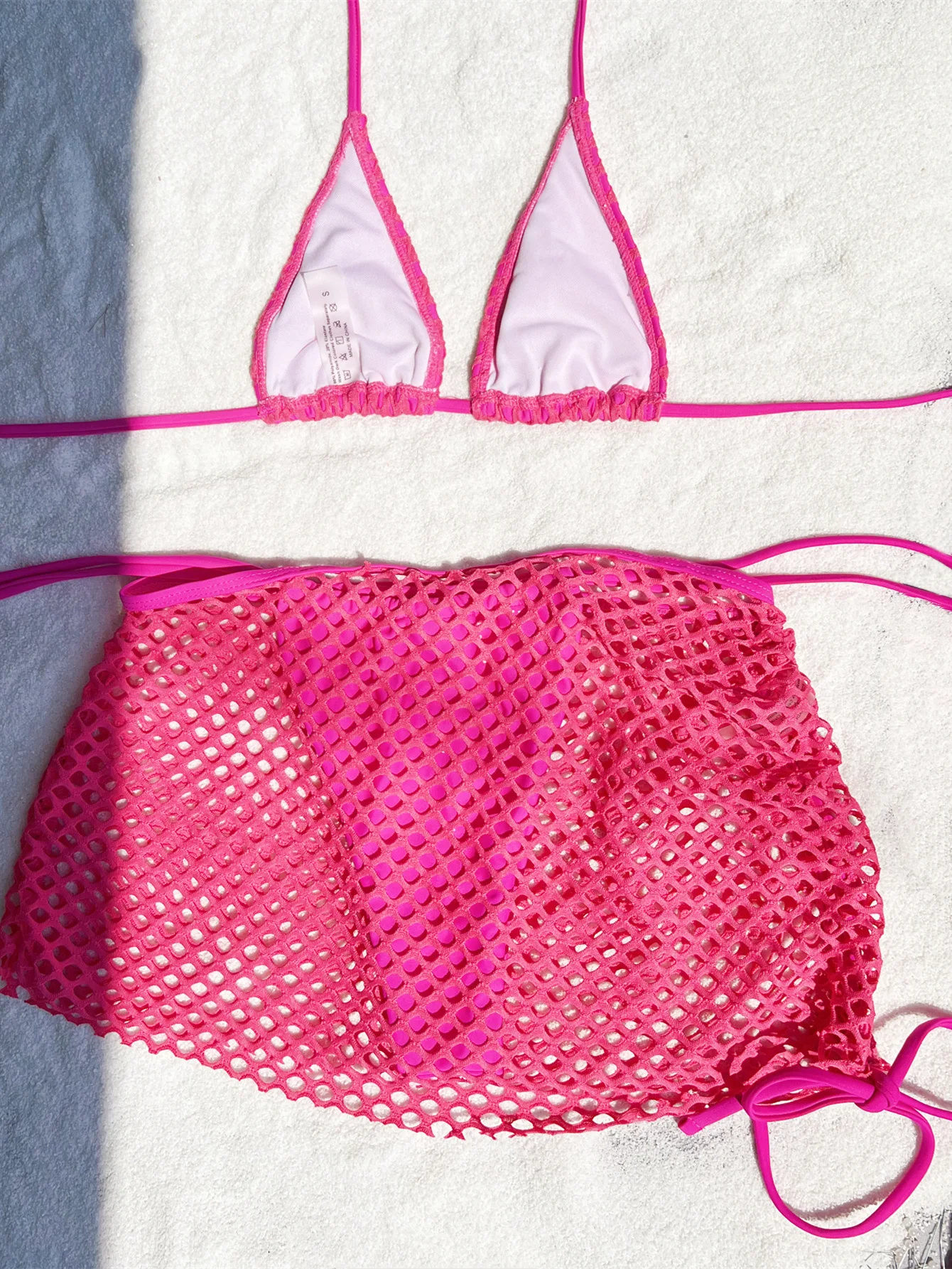 Y Mini Bikini Set Fishnet Overlay Pieces Swimwear See Through