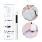 Eyelash 50ml Wholesale Organic Vegan Eyelash Extension Bubble Wash Foam Cleanser Brush Lash Shampoo
