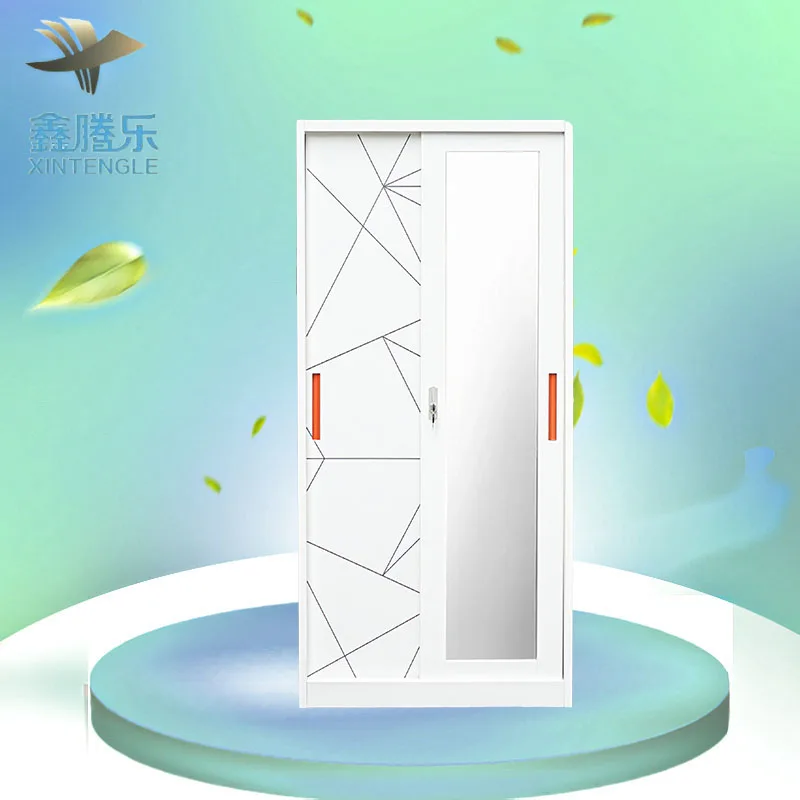 Newly Designed 2-Door Steel Printed Floral Wardrobe Home Furniture for Bedroom Storage Cabinet