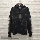 Black Zipper Hoodie Unisex Stickers Black Camouflage Zipper Hooded Sweater Bapee Hoodie