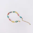 Red Wholesale Evil Eyes Women Red Blue Evil Eyes Charm Jewelry Stainless Steel 18K Gold Plated Turkish Evil Eyes Bracelet