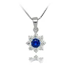 Sterling Silver Blue Sapphire CZ Stone Jewelry Charm DIY Sterling Silver Pendant