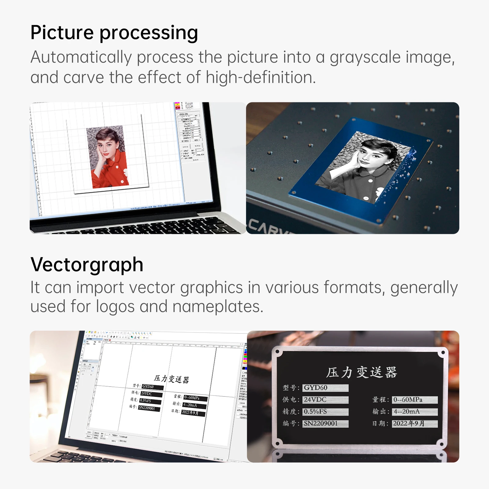 Hot Sale 20W 30W 50W 100W Deep Engraving Mopa Fiber Laser Marking Machine New IG Metal Steel 3D AI DXF BMP Glass Also PLT