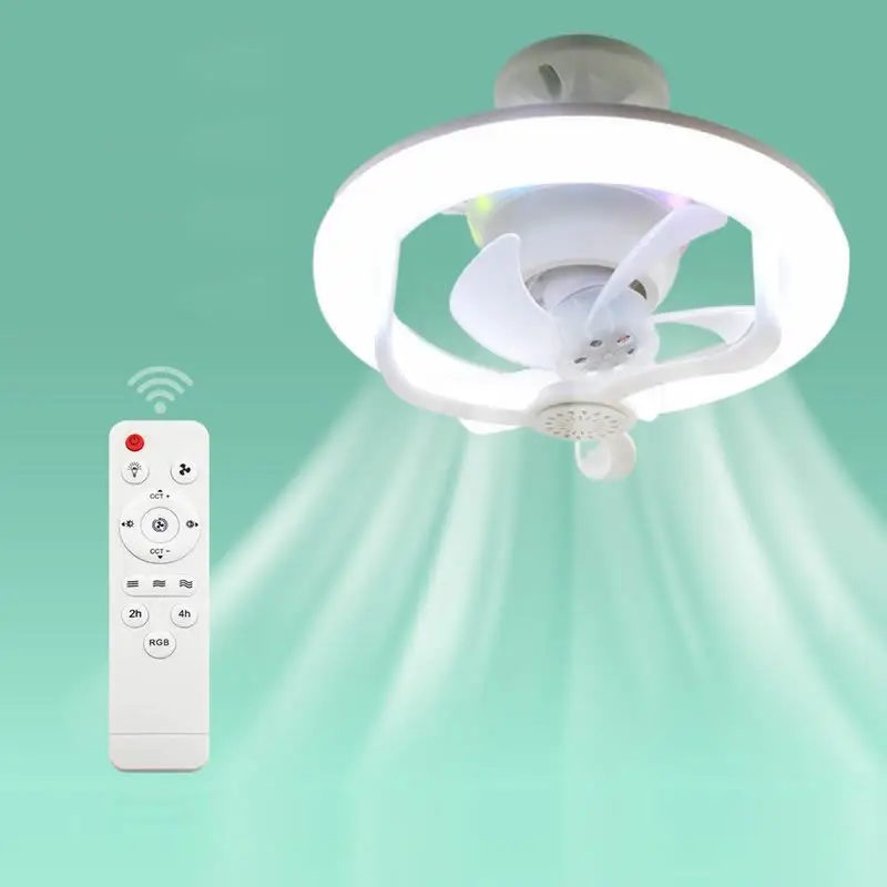 LED shaking head Aromatherapy remote control fan light RGB Magic color bedroom adjustable light fan ceiling fan