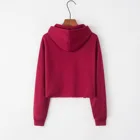 Custom Solid Color Cotton Blank Womens Drop Shoulder Cropped Plain Sweatshirts Women's Crop Top Hoodie