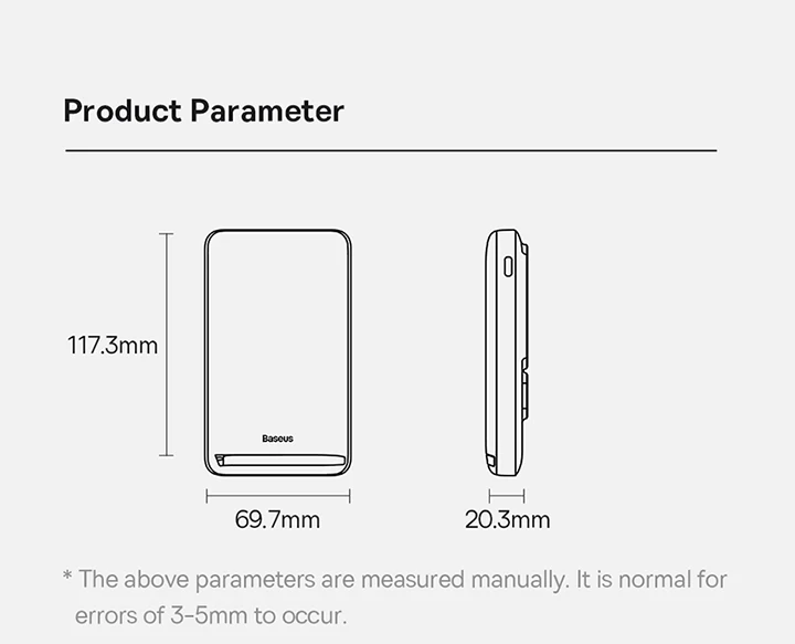 Power Bank Baseus 10.000 mAh 20W + Câble Type-C-to Type-C 60W en 2 Couleurs Noir et Blanc-0