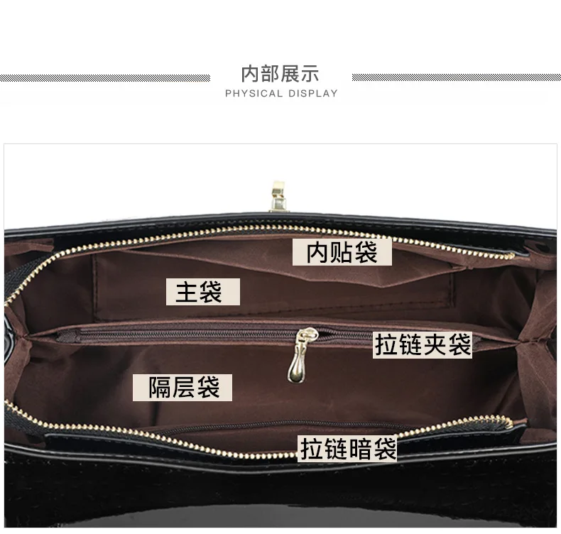 High Quality Office Lady Handbag Purses Luxury PU Leather Crocodile Bag Alligator Pattern Large Messenger Bag