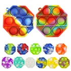 Toy Custom Push Pop Bubble Fidget Sensory Toy For Kids Adults Design Stress Relief Tie Dye Pop Its Fidget Toys_rainbow