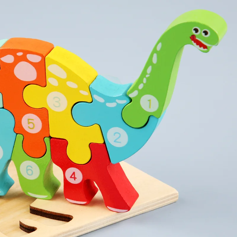 Promotional Best Popular Eco-Friendly Dinosaur Cartoon Kids Games Wood Puzzles, Wooden Puzzle, 3D Puzzles
