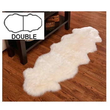 Double genuine white sheepskin rug