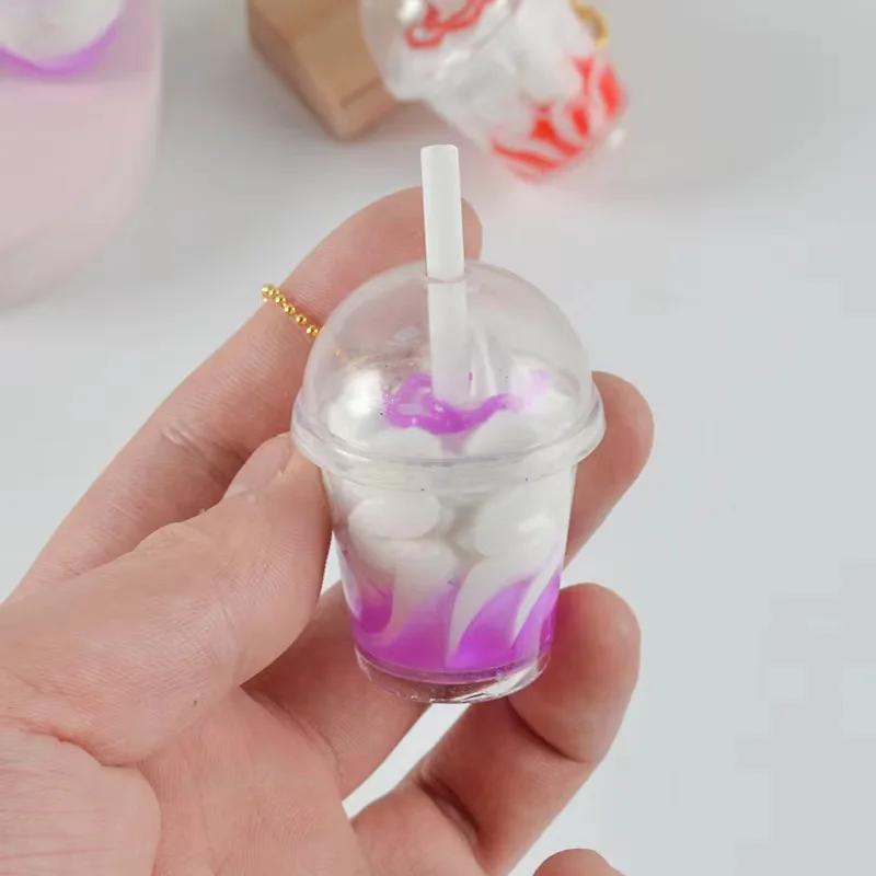 Summer simulation ice cream cup key chain cute mini cream cup bag pendant toy wholesale