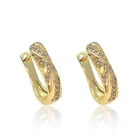 Gold Earrings Hoop Earrings Lotus 24k Gold 21524 Earrings Dubai Hoop Earrings Brass Cubic Zirconia Jewelry