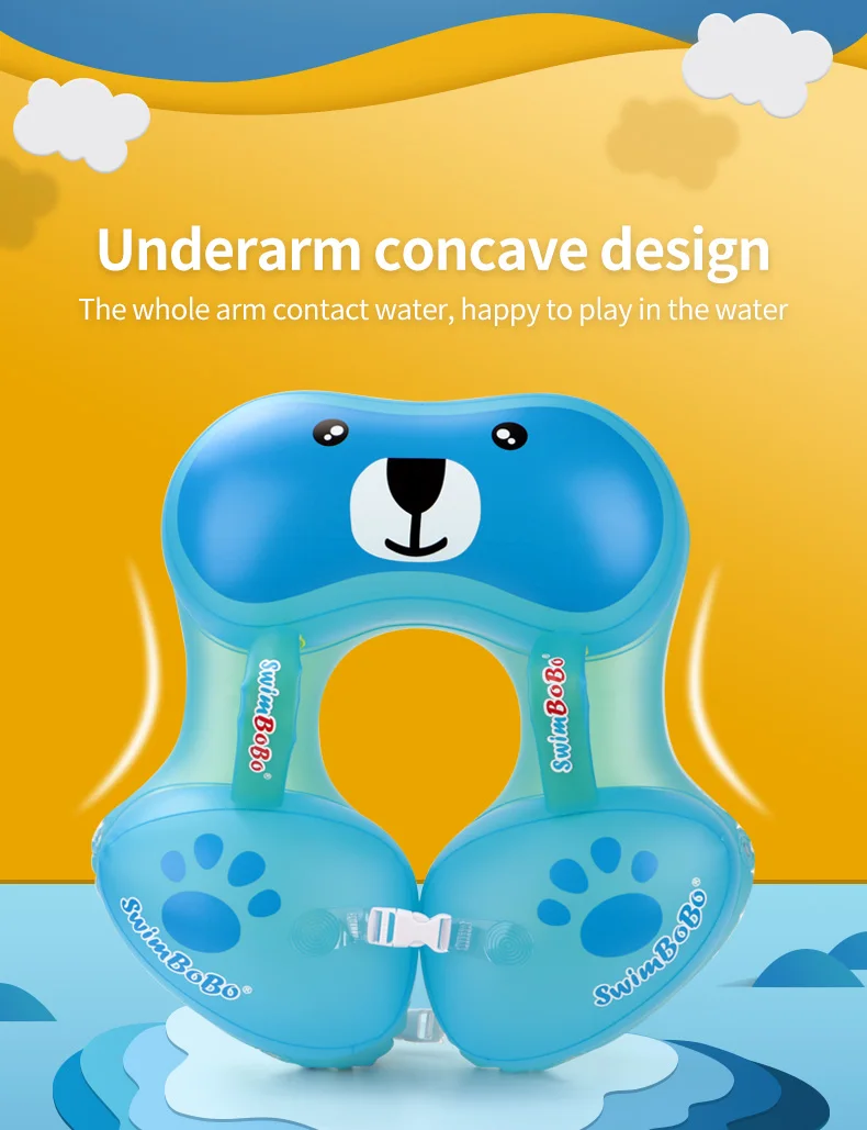 Swimbobo Hot Sale 0-3 Years Old Baby Underarm Floating Ring Anti-roll and Anti-choke Water Children Blue Swimming Ring