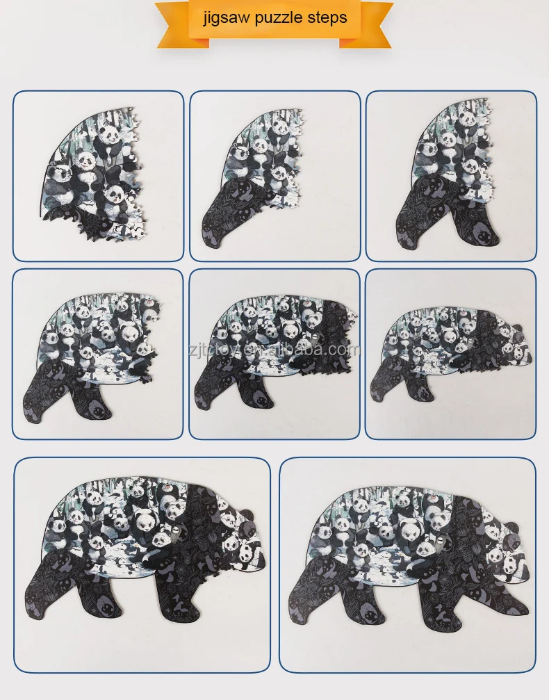 Personnalisé 300 pièces Panda Animal Puzzle enfants jouet éducatif pour enfant garçons filles âgés de 4 6 7 8 cadeaux de fête de Pâques de Noël usine de cadeaux