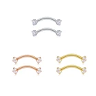 Stainless Steel Anodized Internally Threaded Prong Top Gem Eyebrow Ring Piercing Zircon Eye Nail Ring