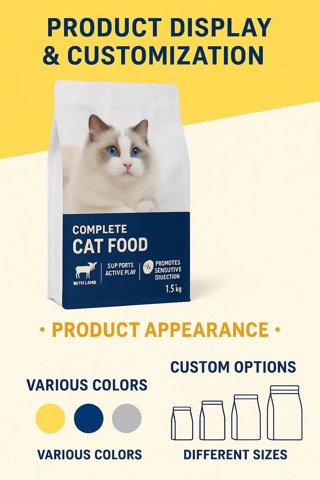 Premium PE Flat Bottom Zipper Pet Food Packaging Custom Logo Food Grade for Baby Food Chewing Gum Salad Cakes Heat Resistant - detail 4