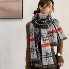 Fringe Women Scarf Custom Letter Printed Designer Shoulder Fringe Long Winter Shawl Satin Women Scarf Winter Scarf Warm
