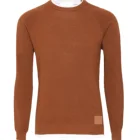 Jersey Rice Knitted Pullover Men Sweater Double Round Neck Constrast Jersey Fabric Decoration On Neck And Buttom