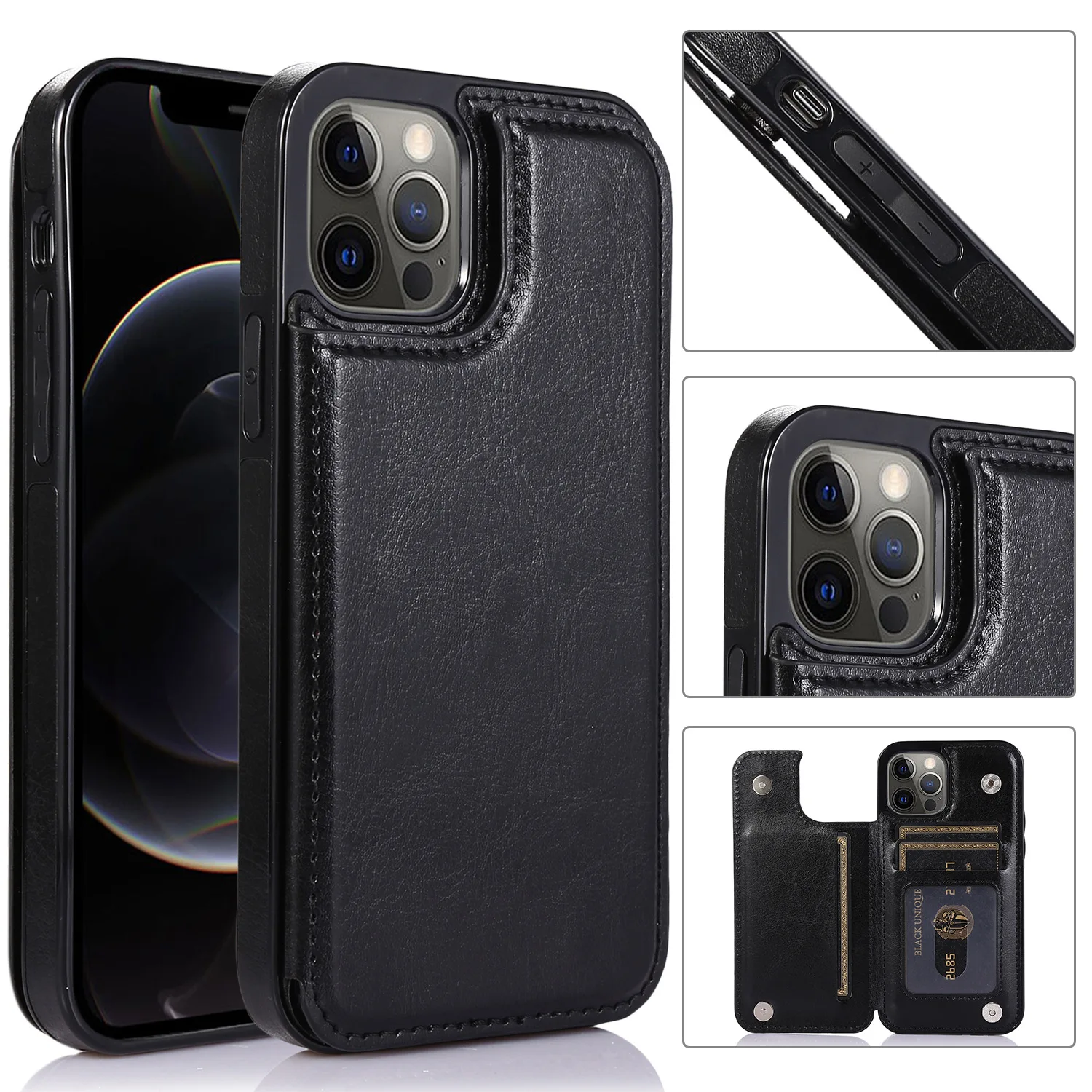 Luxury Magnetic Pu Leather Wallet Card Phone Case For Apple Iphone 13 Pro Max