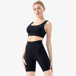 Hot Sale Fashion Absorb Sweat High Waist Women Yoga Suit Legging Sets Shorts Fitness Women's Sportswear