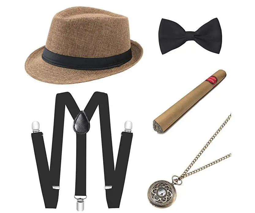 1920s Ens Costue Peaky Blinders Gatsby 1950s Fedora Hat Suspenders