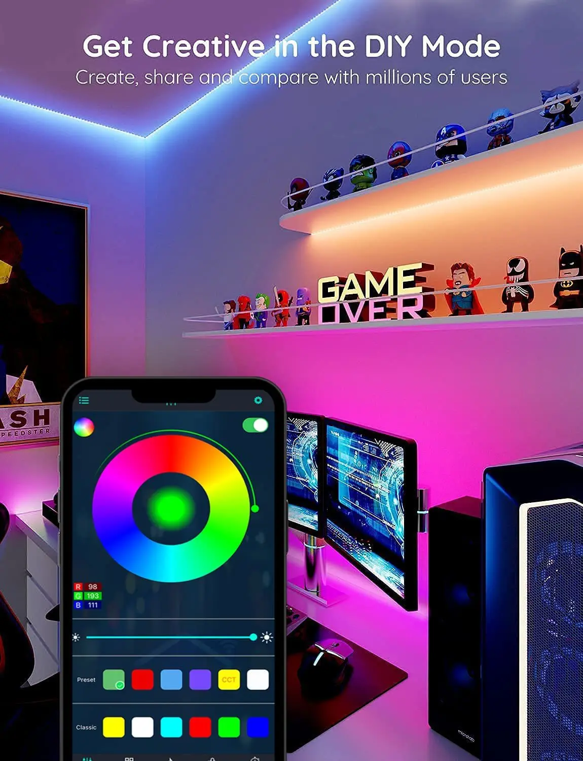 Hot Selling good quality App controlled full kit music SMD5050 5M 10M Outdoor Flexible waterproof smart RGB LED strip Light