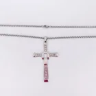 Silver Men Women Fashion Jewelry Speed And Passion 8 Custom Silver Stainless Steel Cross Necklace
