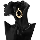 Real Gold Earrings Edge Inlaid Rhinestone Drop Curved Wire Hook Real White Plain Gold Hoop Earrings