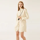 Dress Classical Fashion Loose Long-sleeved Single-breasted Belt Women Clothing Dress