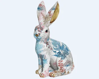 2020 HOT SELLING RABBIT FRIENDSHIP RESIN CRAFTS HOME DECORATION OIL CUTE WHITE BLUE ANIMAL COLORFUL HOLIDAY GIFT STATUE ART