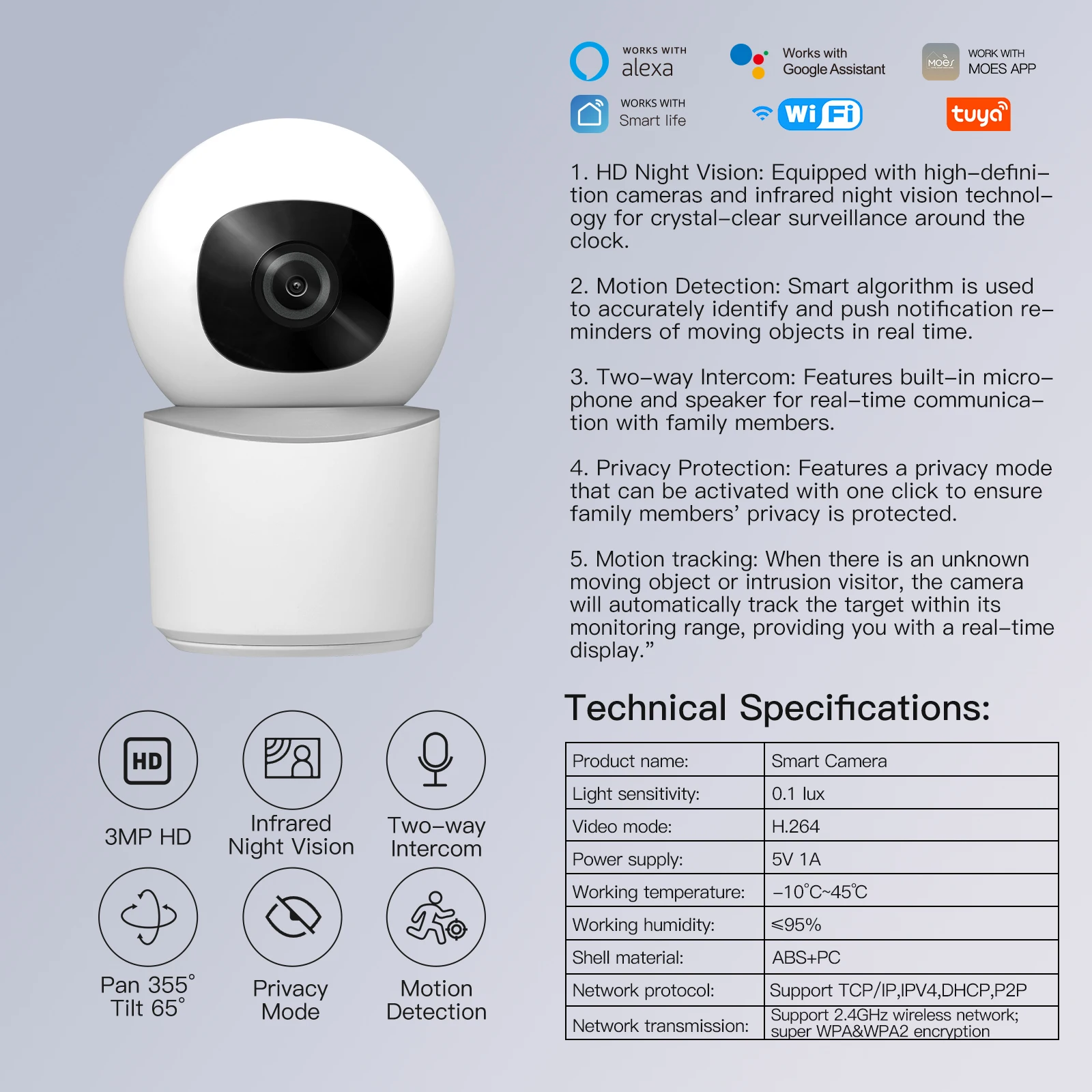 MOES 3MP WiFi Indoor Security Camera Kenya with Pan/Tilt, Motion Tracking and Night Vision 18 Hbccaf87134984cf8bc925f270443d279B