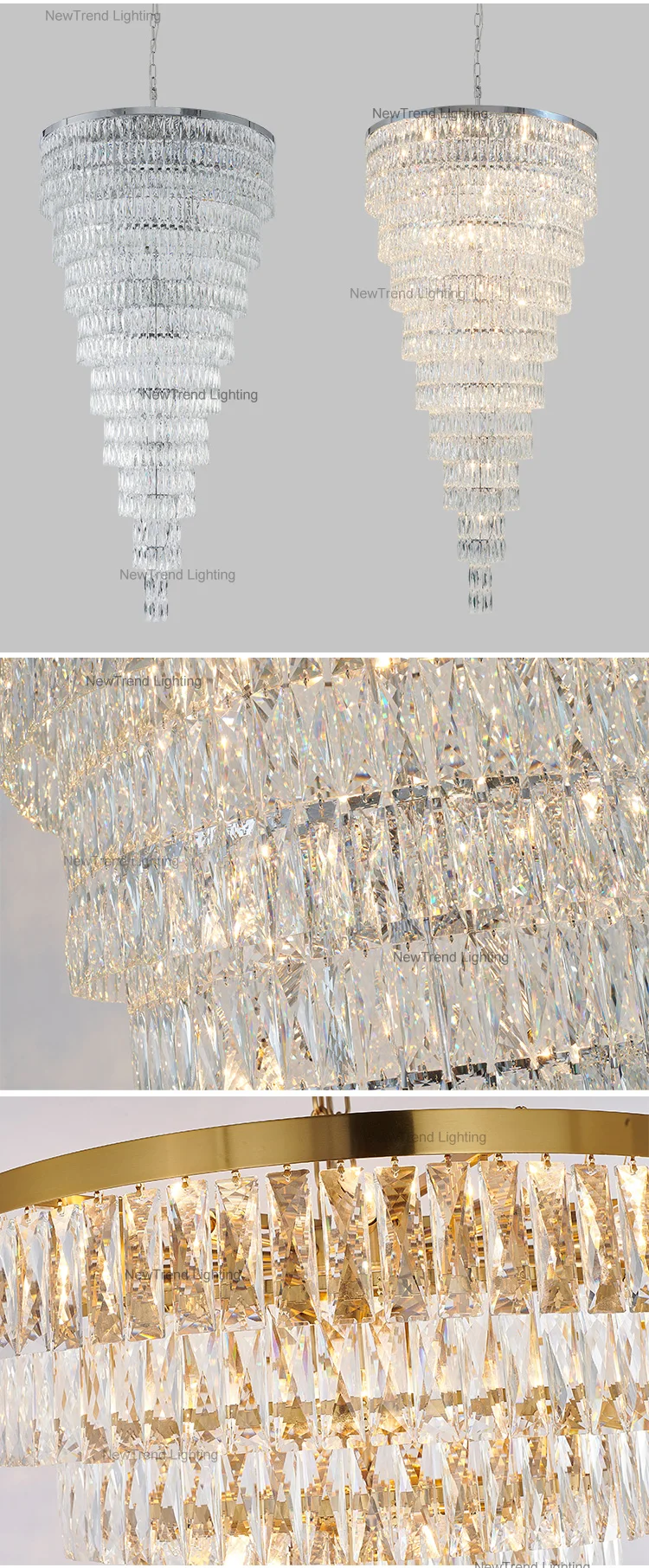 CPL-194 Modern Design Indoor Decoration Hotel Villa Staircase Wedding Crystal Luxury LED Chandelier supplier