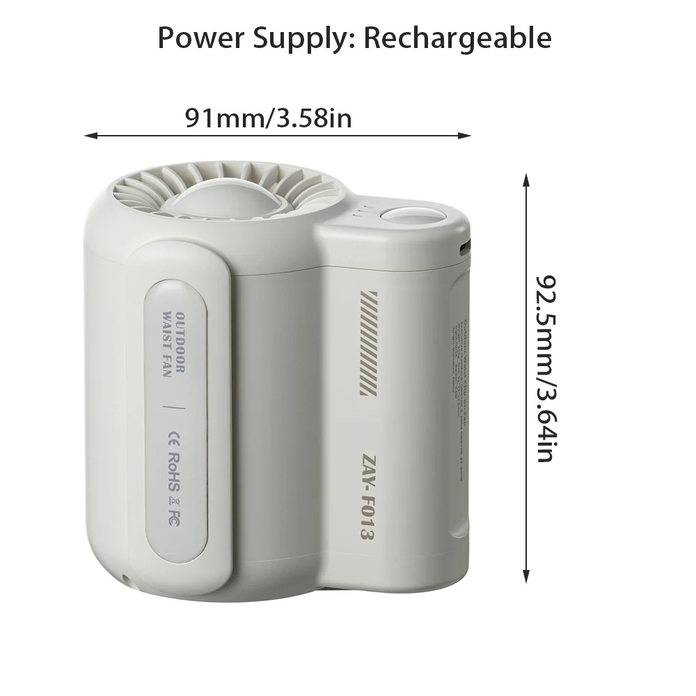 Waist Rechargeable Portable Fan, Battery, Plastic - detail 18