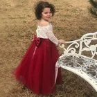 Girl Dresses Girls Formal And Elegant Long Sleeves Off Shoulder Lace Kids Girl A-line Dresses