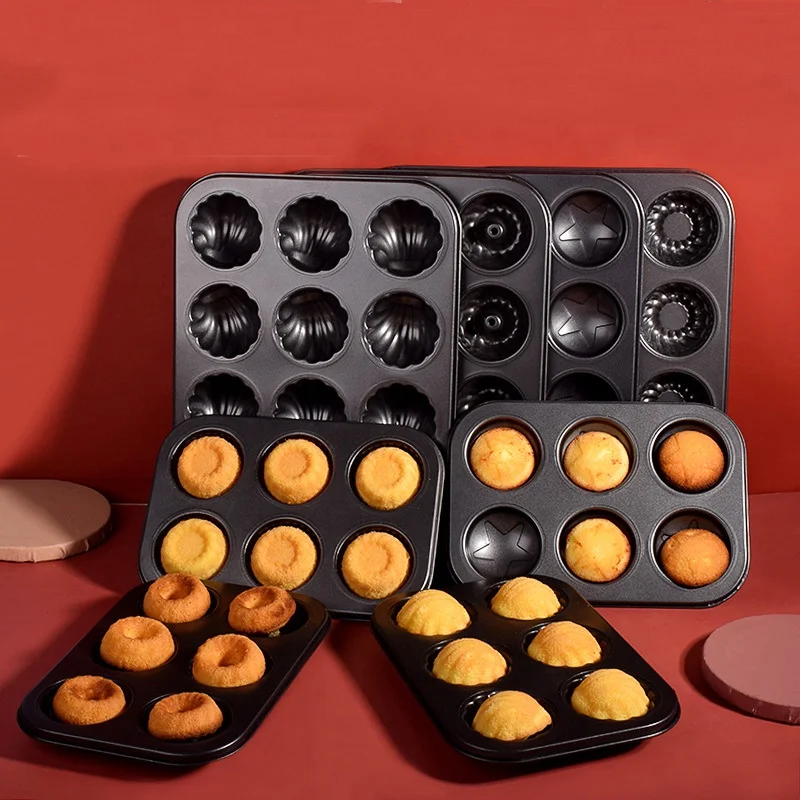 6 holes madeleine styles shell banana pumpkin shaped baking pan egg tart mold 12 cavity muffin cup cake mold carbon baking tray