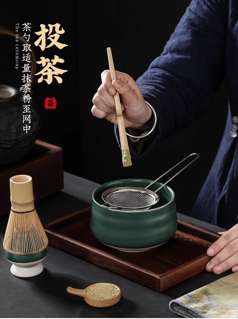 ODM Handmade Bamboo Whisk Chasen Set Japanese Matcha Bowl Scoop and Whisk Holder Matcha Set Customized for Ceremony factory