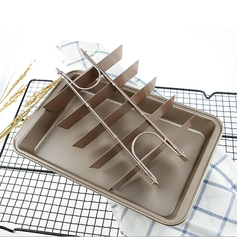 Professional high quality baking cake tools nonstick carbon steel pre slice brownie pan
