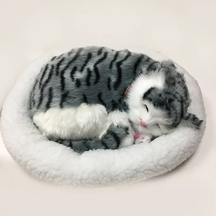 breathing sleeping cat stuffed animal